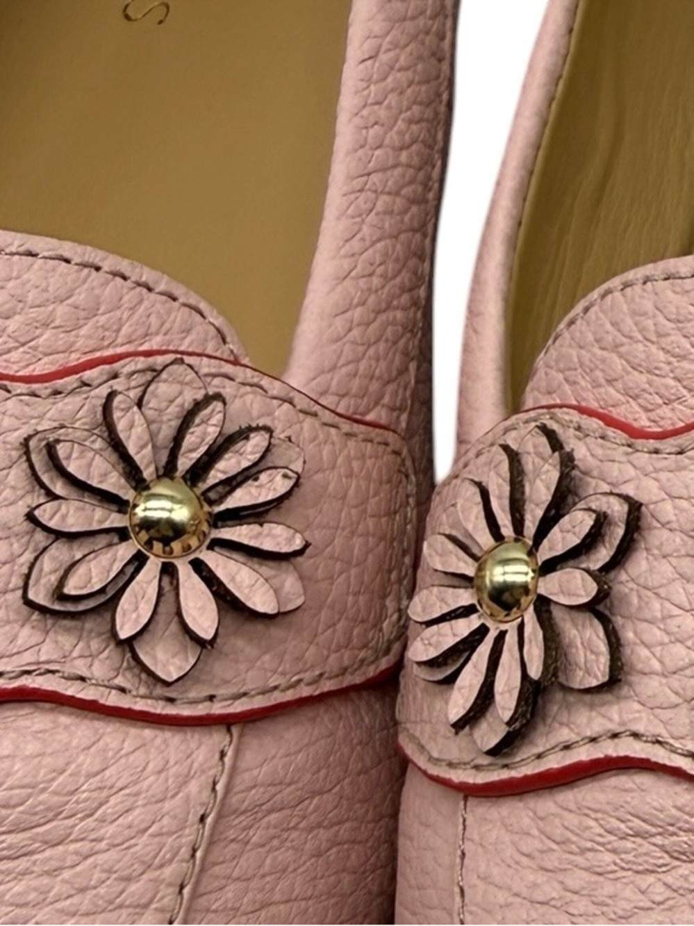 Talbots Loafers Size 7 Pink Leather Flats Flower Colorful Feminine Preppy Womens - Picture 6 of 11